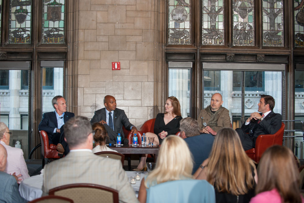 The 2016 Chicago Honors panel. (From left to right) Gary Fencik, Tregg Duerson, Liz Nicholson, Billy Corgan, and host Rob Johnson