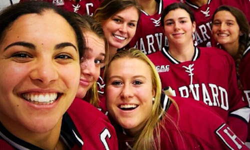 Audrey Warner Harvard Hockey Team Selfie