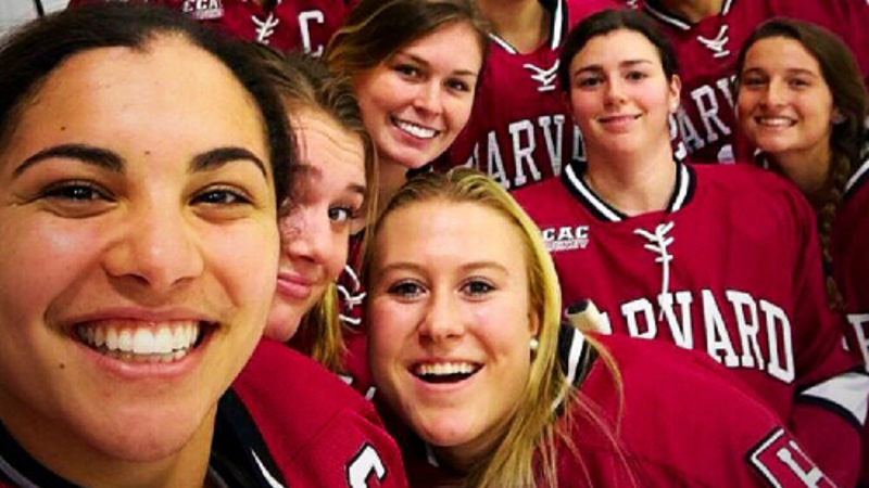 Audrey Warner Harvard Hockey Team Selfie 22